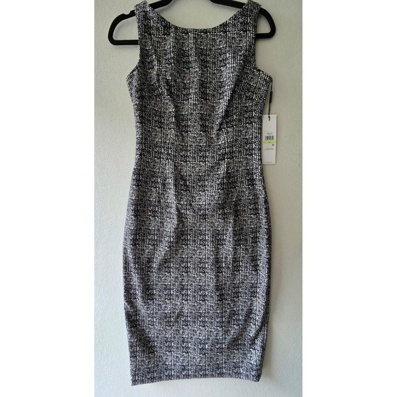 Calvin Klein Dresses & Skirts - Calvin Klein Womens Black White Textured Rhinestone Sheath Dress CD8E25UU Size 4